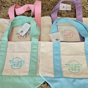 4 Trader Joe's  Mini Canvas Tote Bags